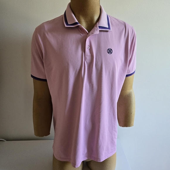 G/FORE Light Pink Polo with Dark Purple Trim - Picture 3 of 8